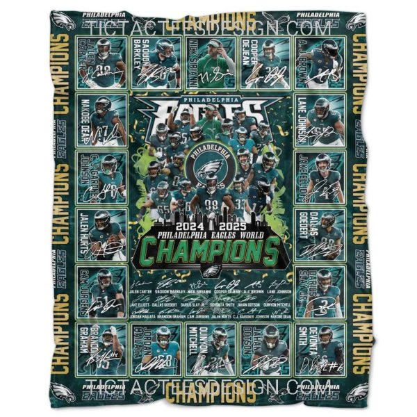 2024 2025 Philadelphia Eagles World Champions Fleece Blanket