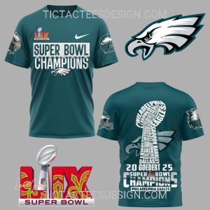 Philadelphia Eagles 2X Super Bowl LIX Champions February 9, 2025 T-Shirt