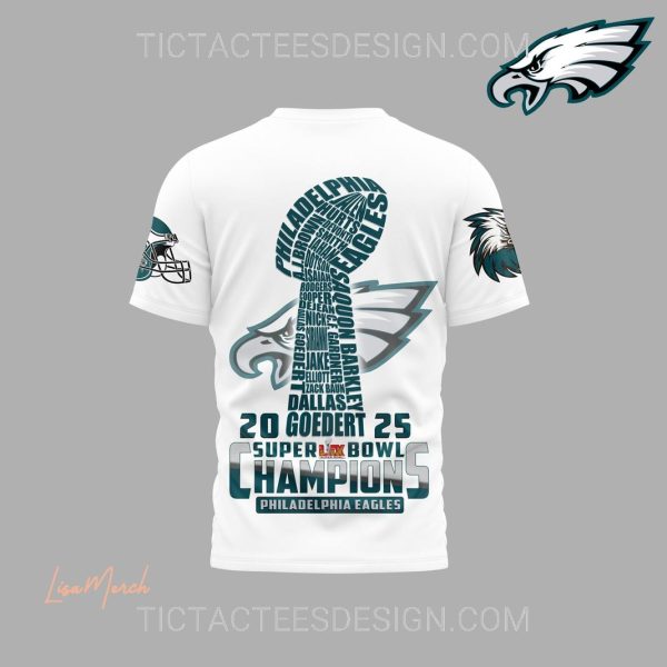 2025 Super Bowl LIX Champions Philadelphia Eagles T-Shirt – White