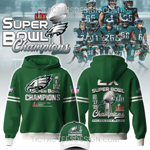 2X Super Bowl LIX Champions ’17 ’25 Philadelphia Eagles Hoodie