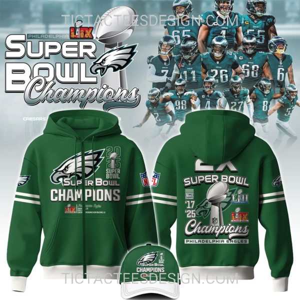 2X Super Bowl LIX Champions ’17 ’25 Philadelphia Eagles Hoodie