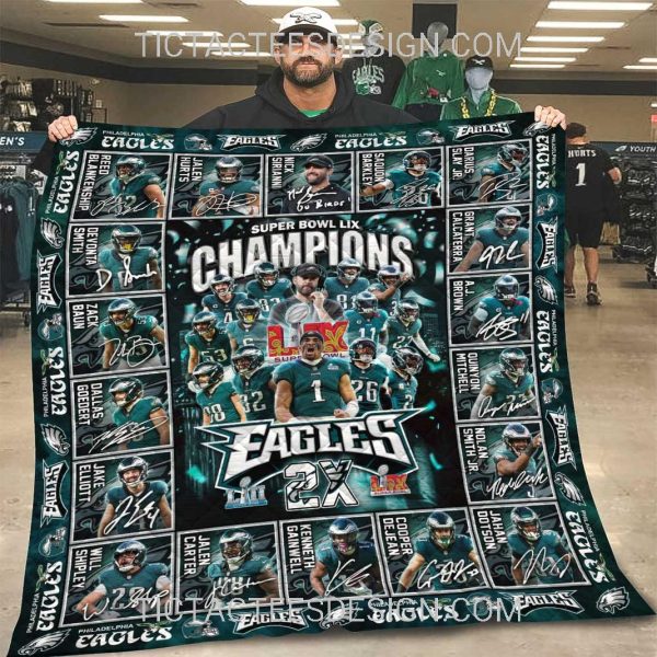 2X Super Bowl LIX Champions Philadelphia Eagles Fleece Blanket