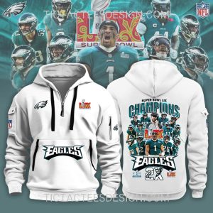 2X Super Bowl LIX Champions Philadelphia Eagles Quarter Zip Hoodie