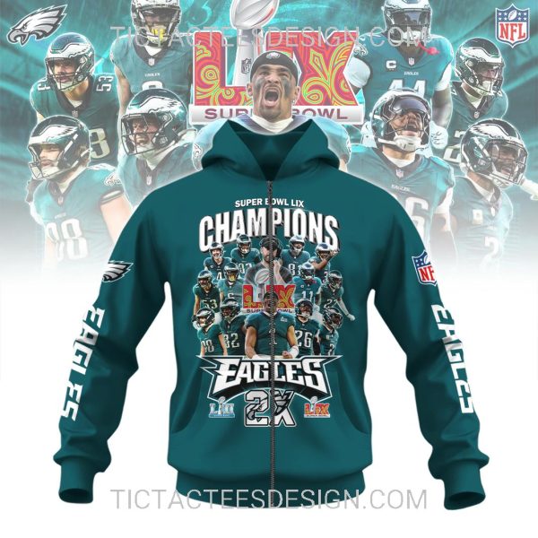 2X Super Bowl LIX Champions Philadelphia Eagles T-Shirt