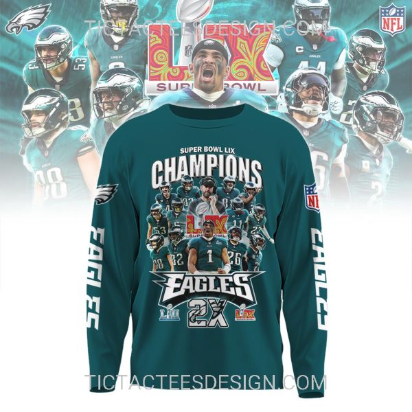 2X Super Bowl LIX Champions Philadelphia Eagles T-Shirt