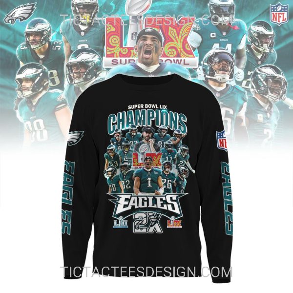 2X Super Bowl LIX Champions Philadelphia Eagles T-Shirt