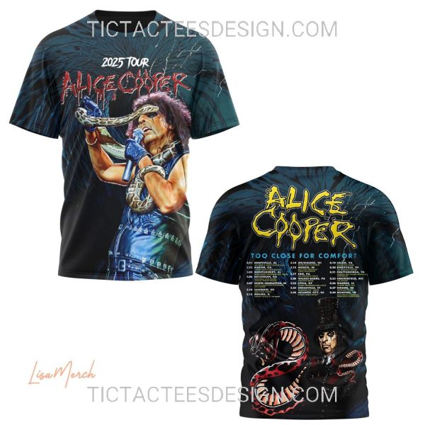 Alice Cooper Too Close For Comfort 2025 Tour 3D Shirt