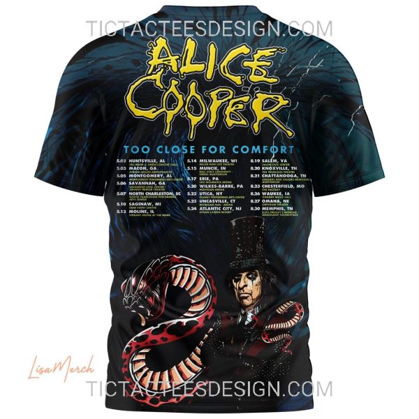 Alice Cooper Too Close For Comfort 2025 Tour 3D Shirt