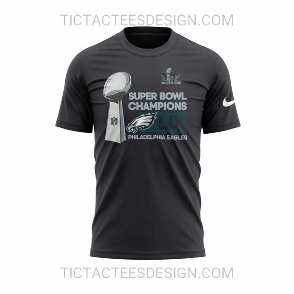 Anthracite Philadelphia Eagles Super Bowl LIX Champions Locker Room Trophy Collection T-shirt