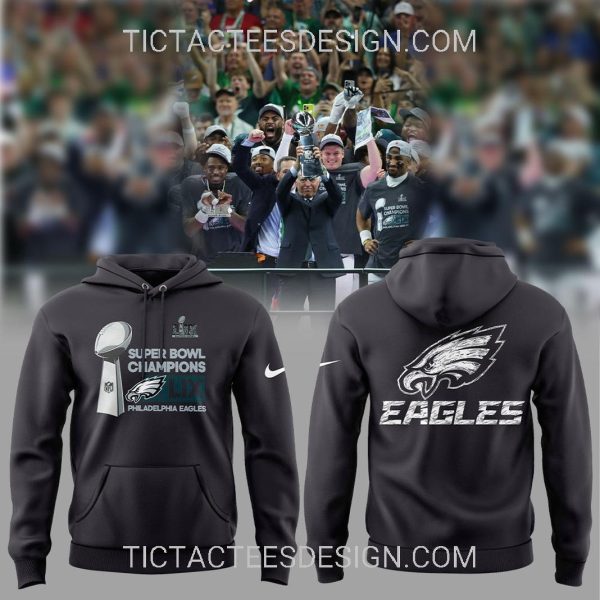 Anthracite Philadelphia Eagles Super Bowl LIX Champions Locker Room Trophy Collection T-shirt