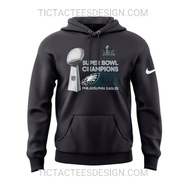 Anthracite Philadelphia Eagles Super Bowl LIX Champions Locker Room Trophy Collection T-shirt