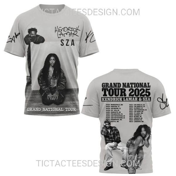 Grand National Tour 2025 Kendrick Lamar X SZA 3D Shirt