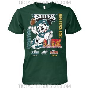 Mickey X Philadelphia Eagles 2024 Super Bowl LIX Champions T-Shirt