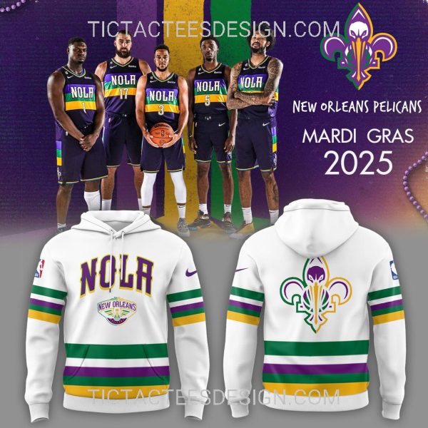 New Orleans Pelicans Mardi Gras 2025 Hoodie