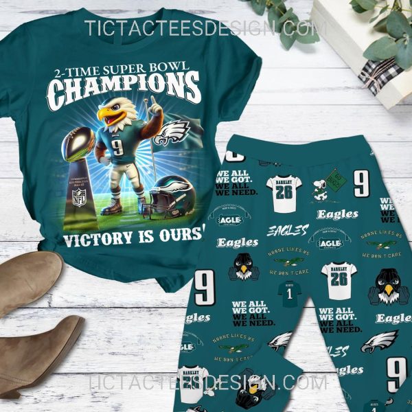 Philadelphia Eagles 2-Time Super Bowl Champions Victory Is Ours Pajamas Set