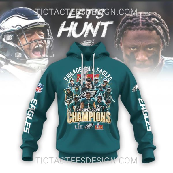 Philadelphia Eagles 2X Super Bowl Champions Hoodie