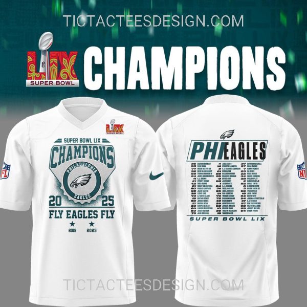 Philadelphia Eagles Super Bowl LIX Champions 2025 Jersey