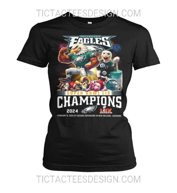 Philadelphia Eagles Super Bowl LIX Champions February 9, 2025 AT Caesars Superdome In New Orleans, Louisiana T-Shirt