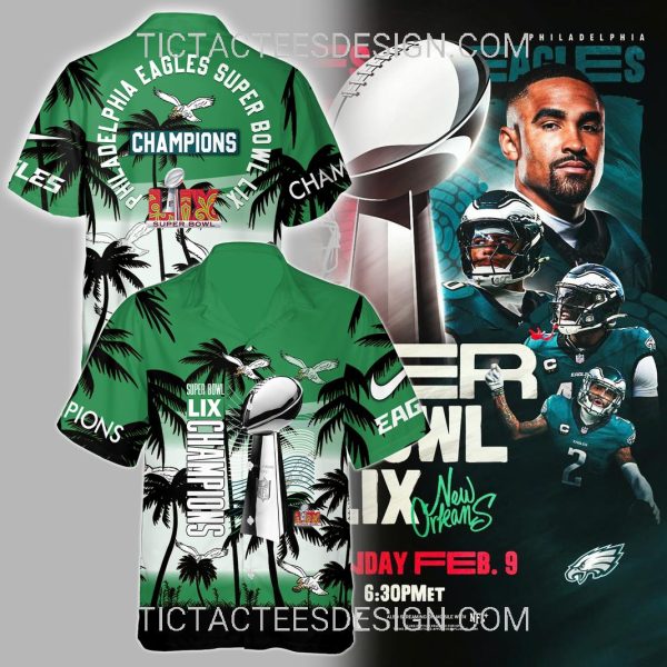 Philadelphia Eagles Super Bowl LIX Champions Hawaiian Shirt – Green