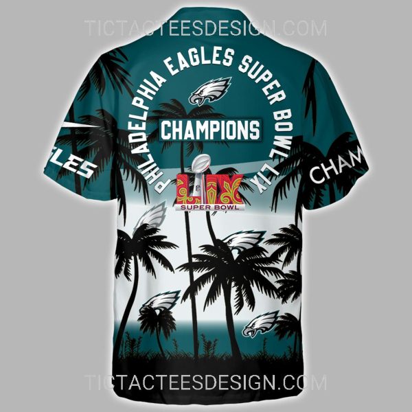 Philadelphia Eagles Super Bowl LIX Champions Hawaiian Shirt – Midnight Green