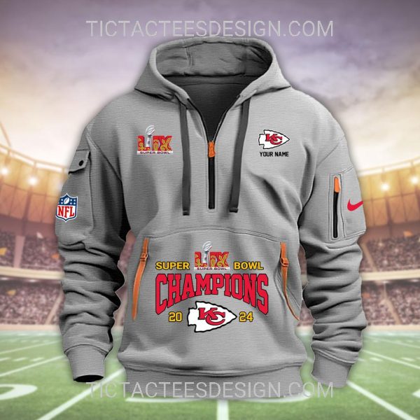 Super Bowl LIX Champions 2024 Kansas City Chiefs Quarter Zip Hoodie