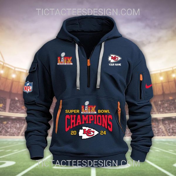 Super Bowl LIX Champions 2024 Kansas City Chiefs Quarter Zip Hoodie