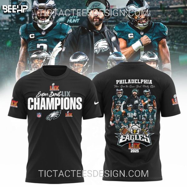 Super Bowl LIX Champions 2025 Philadelphia Eagles T-Shirt