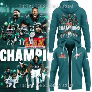 Super Bowl LIX Champions Eagles Zipper Hoodie