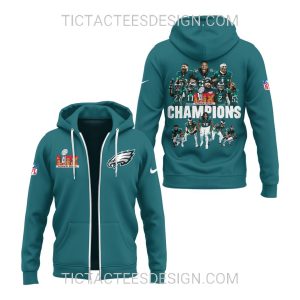 Super Bowl LIX Champions Eagles Zipper Hoodie