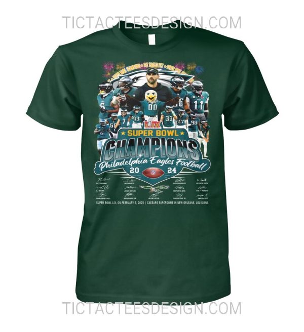 Super Bowl LIX Champions Philadelphia Eagles Football 2024 T-Shirt