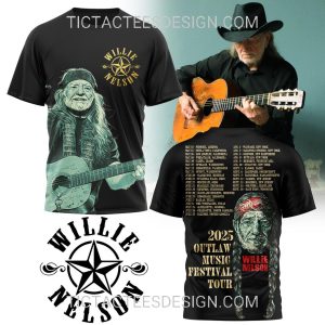 Willie Nelson 2025 Outlaw Music Festival Tour 3D Shirt